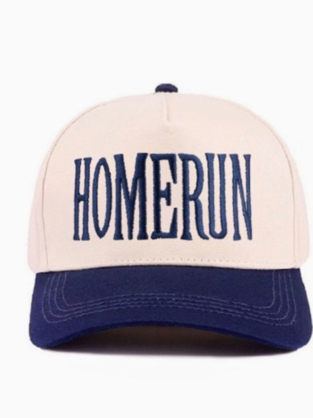 HOMERUN Embroidered Trucker Cap - Cream and Navy